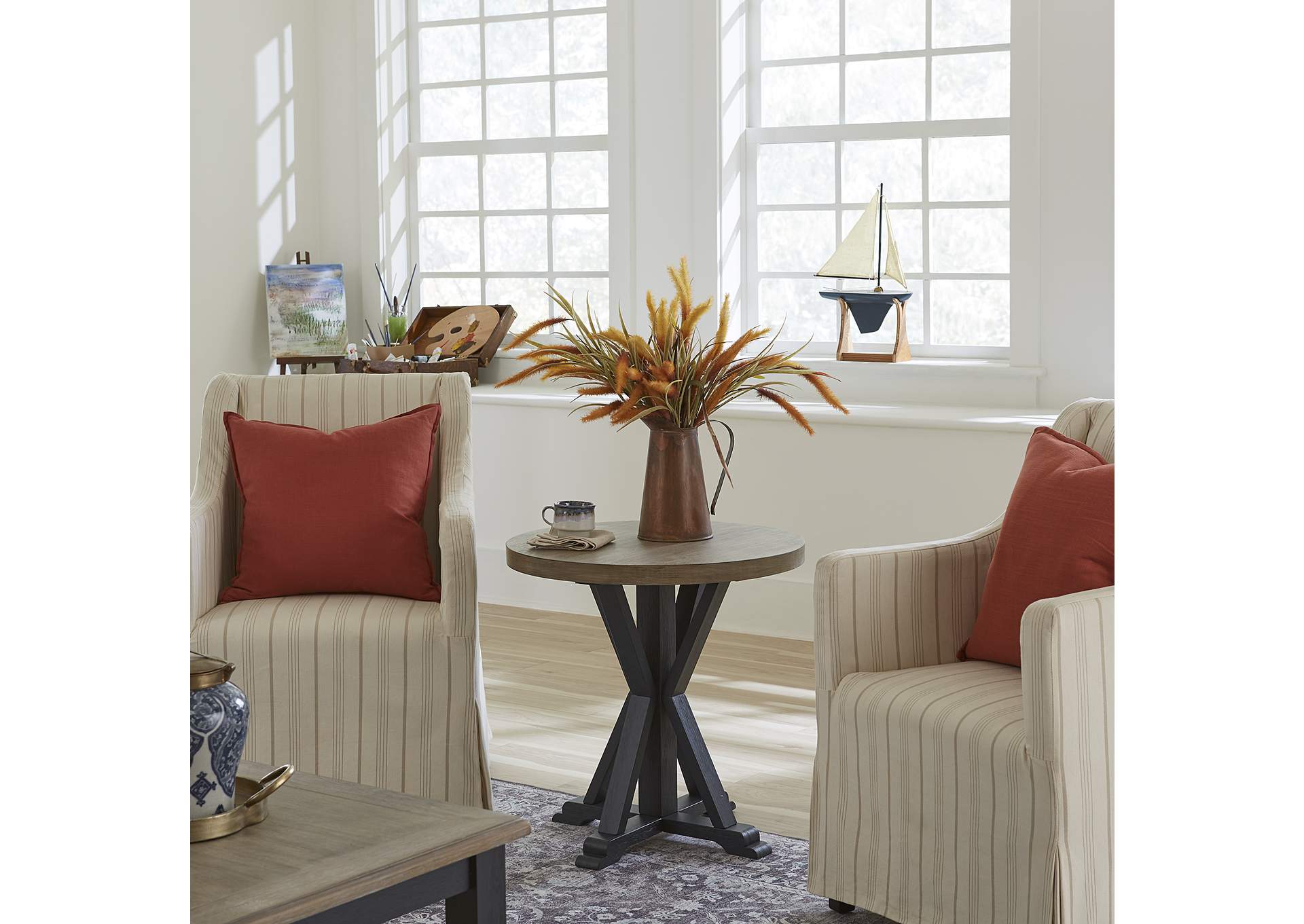 Summerville Round End Table - Navy,Liberty