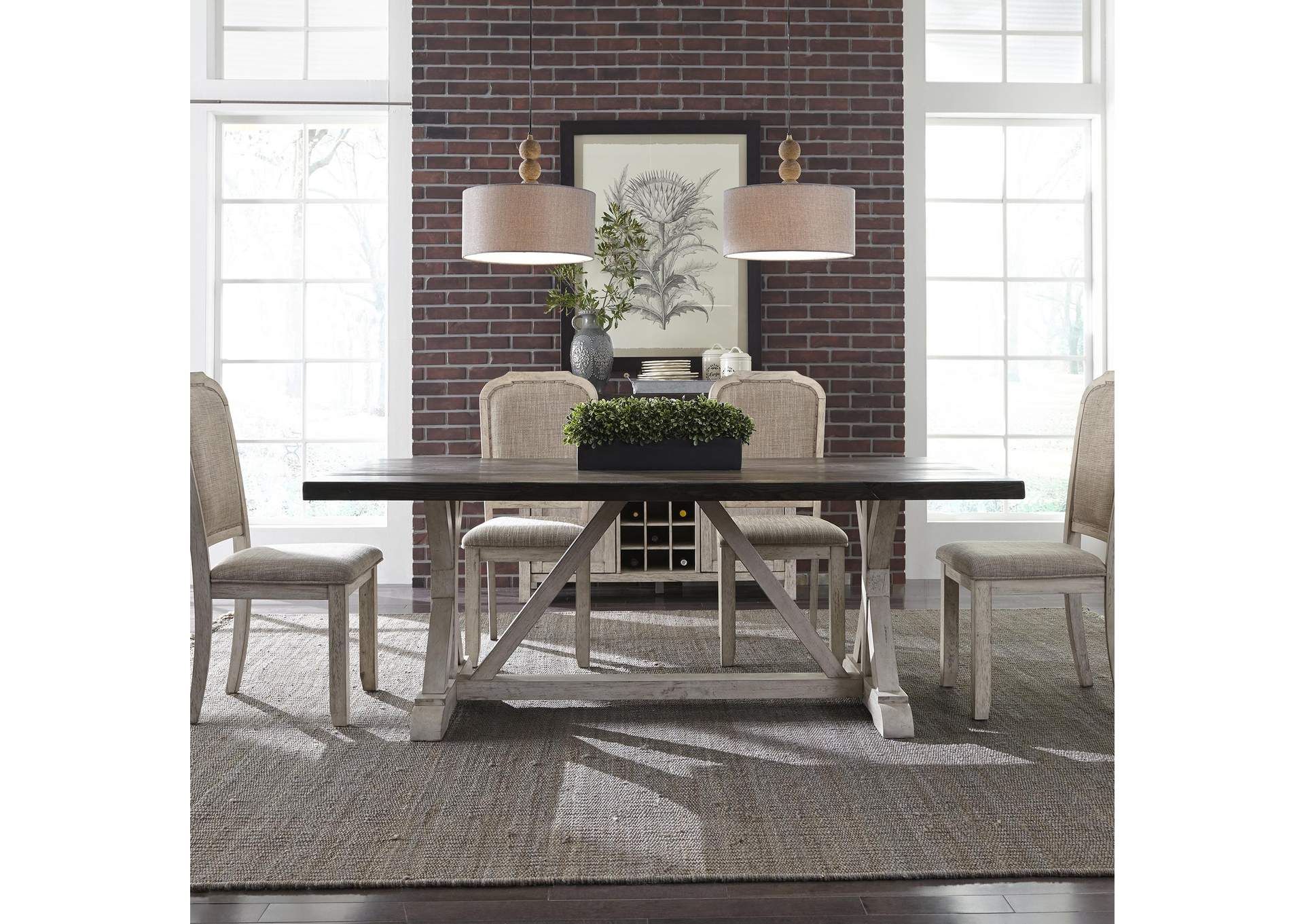 Willowrun 5 Piece Trestle Table Set,Liberty