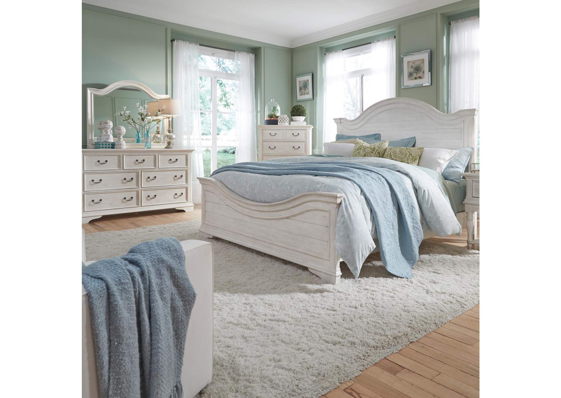 Bayside King Panel Bed, Dresser & Mirror,Liberty