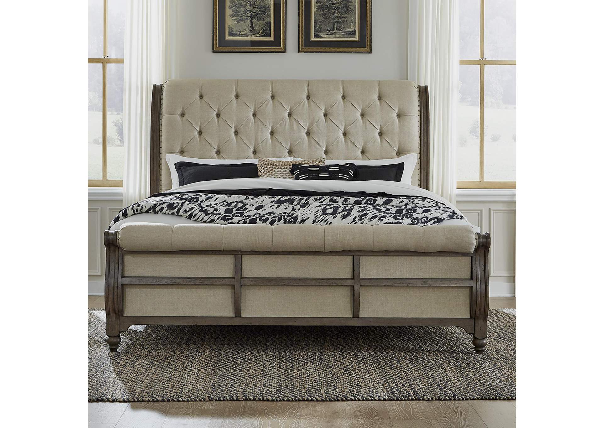 Americana Farmhouse King Sleigh Bed,Liberty