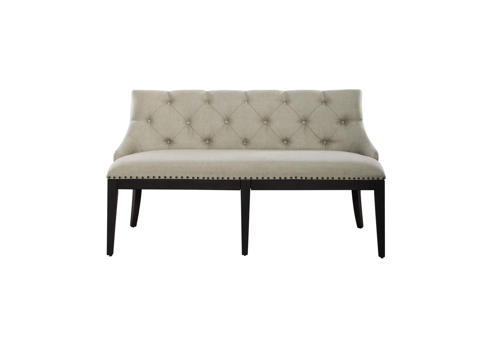 Americana Farmhouse Upholstered Shelter Dining Bench- Black,Liberty
