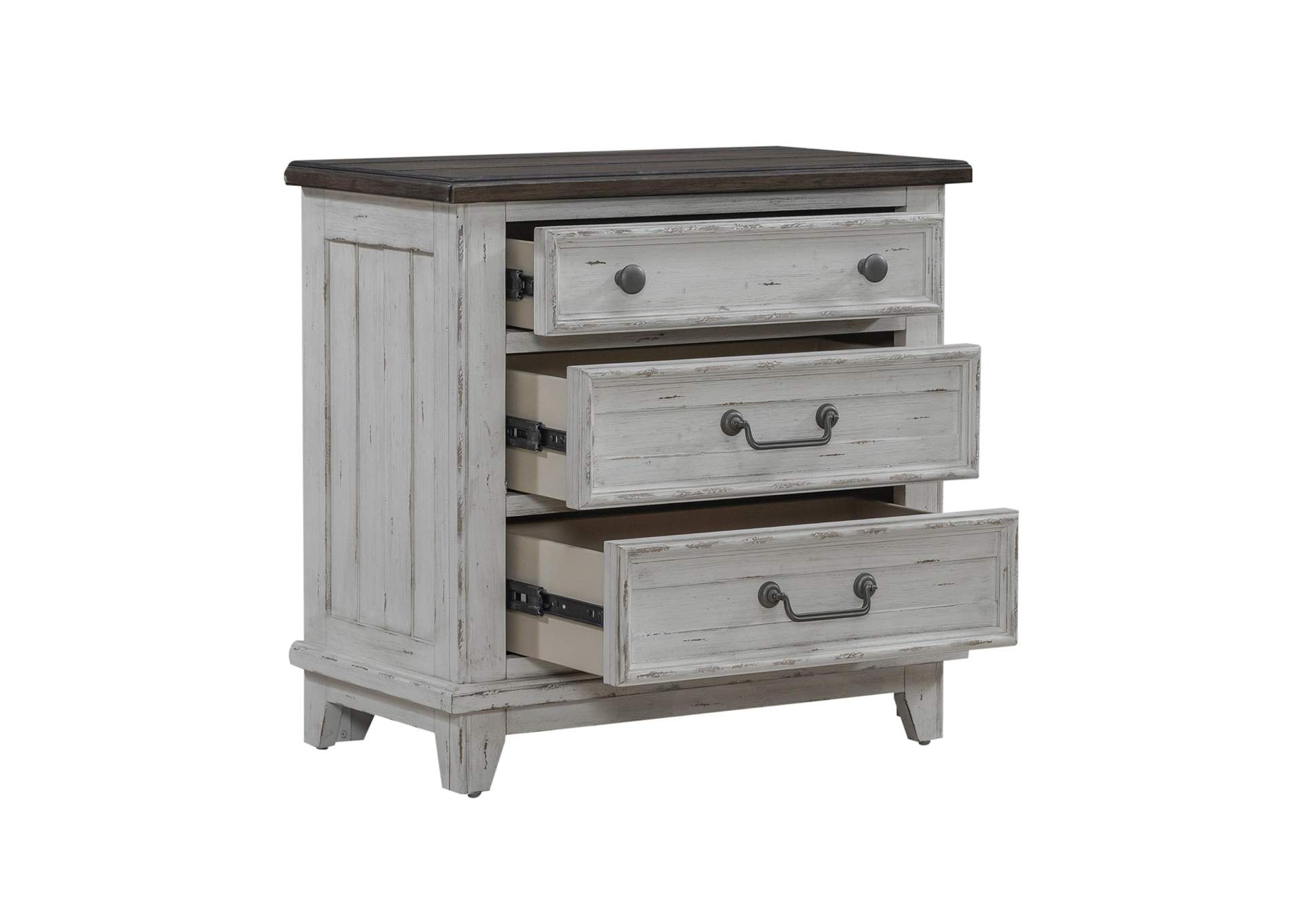 River Place 3 Drawer Nightstand with Charging Station,Liberty