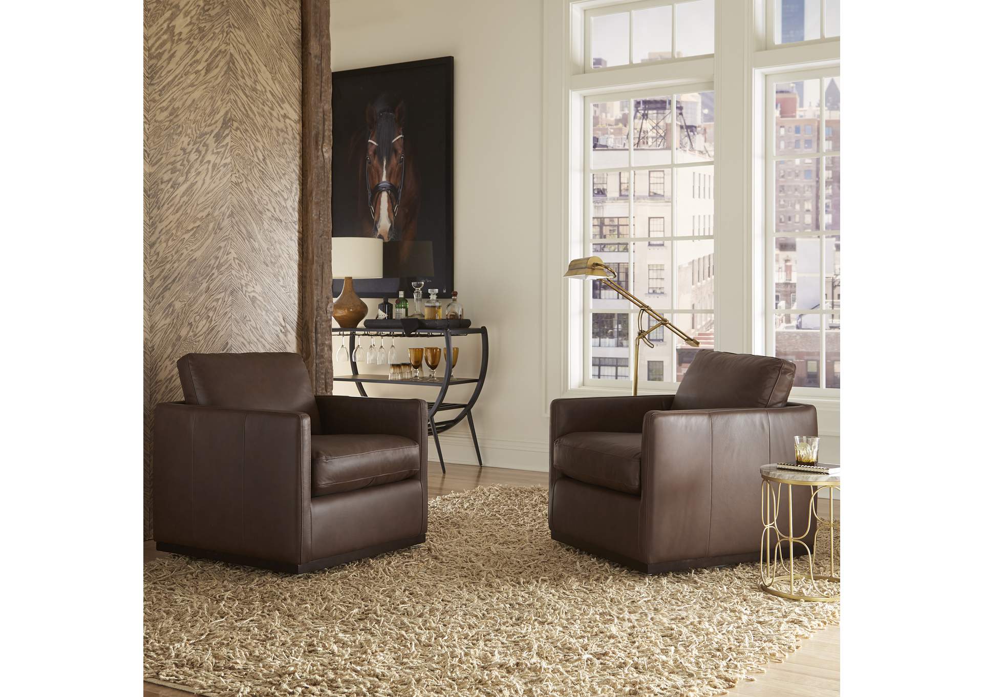 Weston Leather Swivel Accent Chair - Timber,Liberty