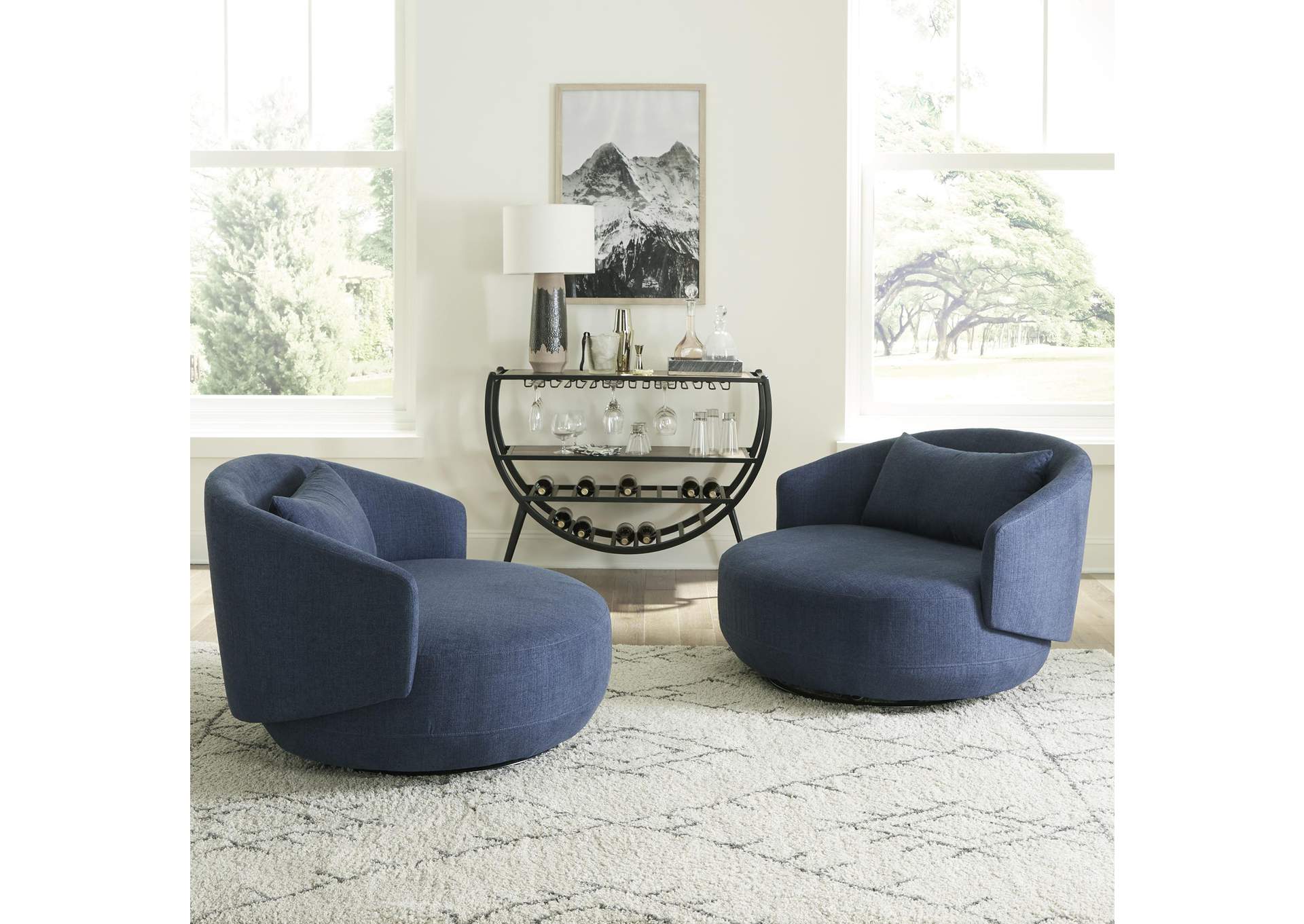 Haley Upholstered Swivel Cuddler Chair - Midnight,Liberty