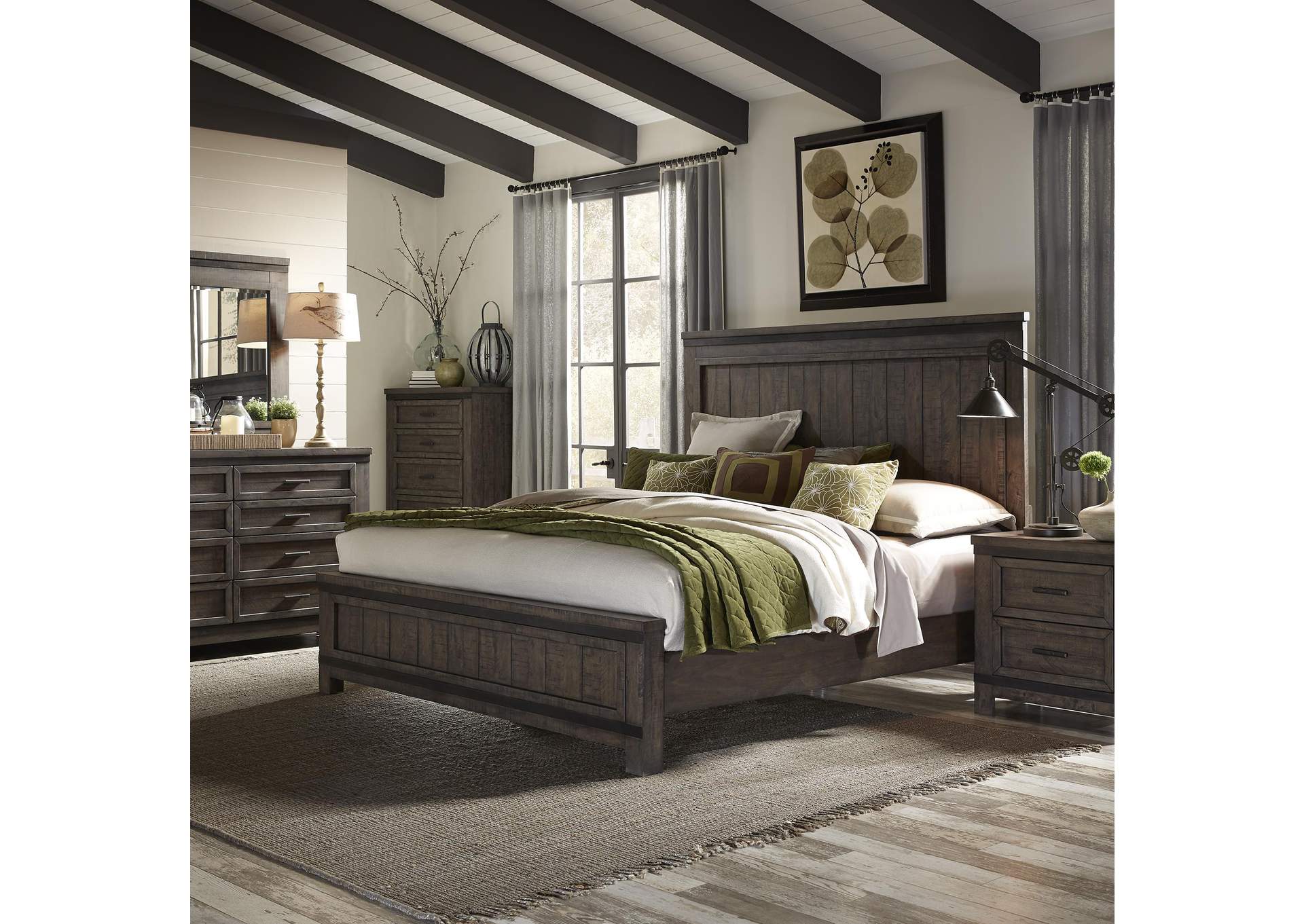 Thornwood Hills California King Panel Bed, Dresser & Mirror, Nightstand,Liberty