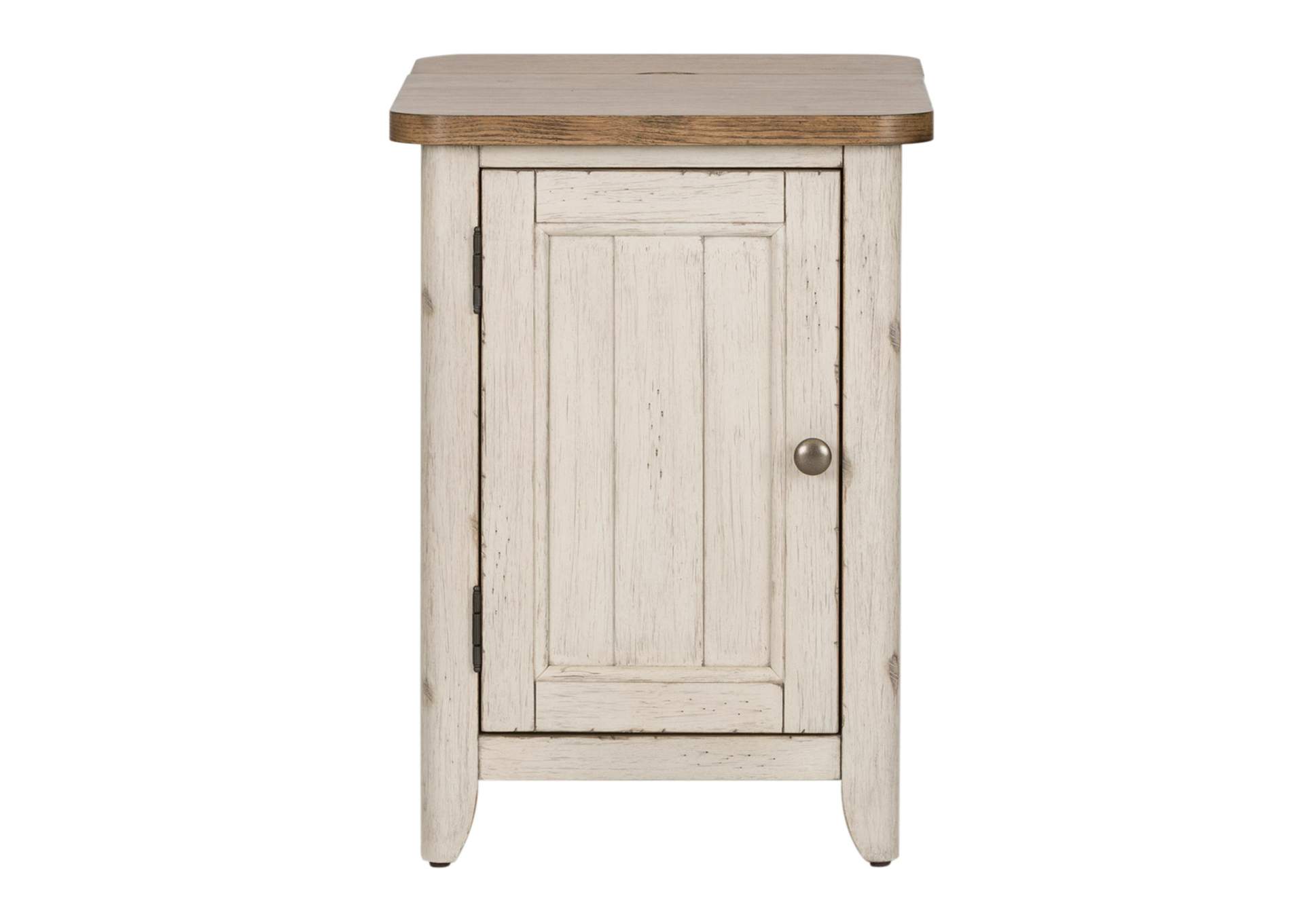 Farmhouse Reimagined Door Chair Side Table with Charging Station,Liberty