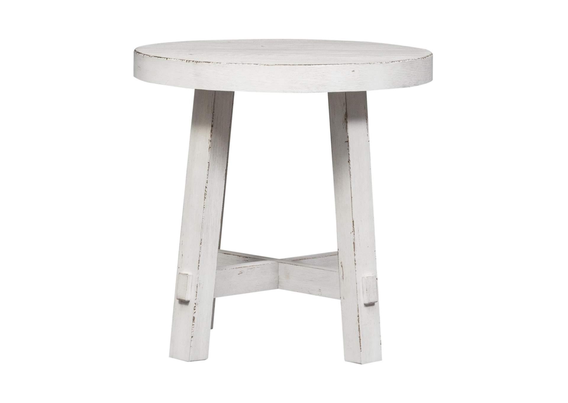 Modern Farmhouse Splay Leg Round End Table,Liberty