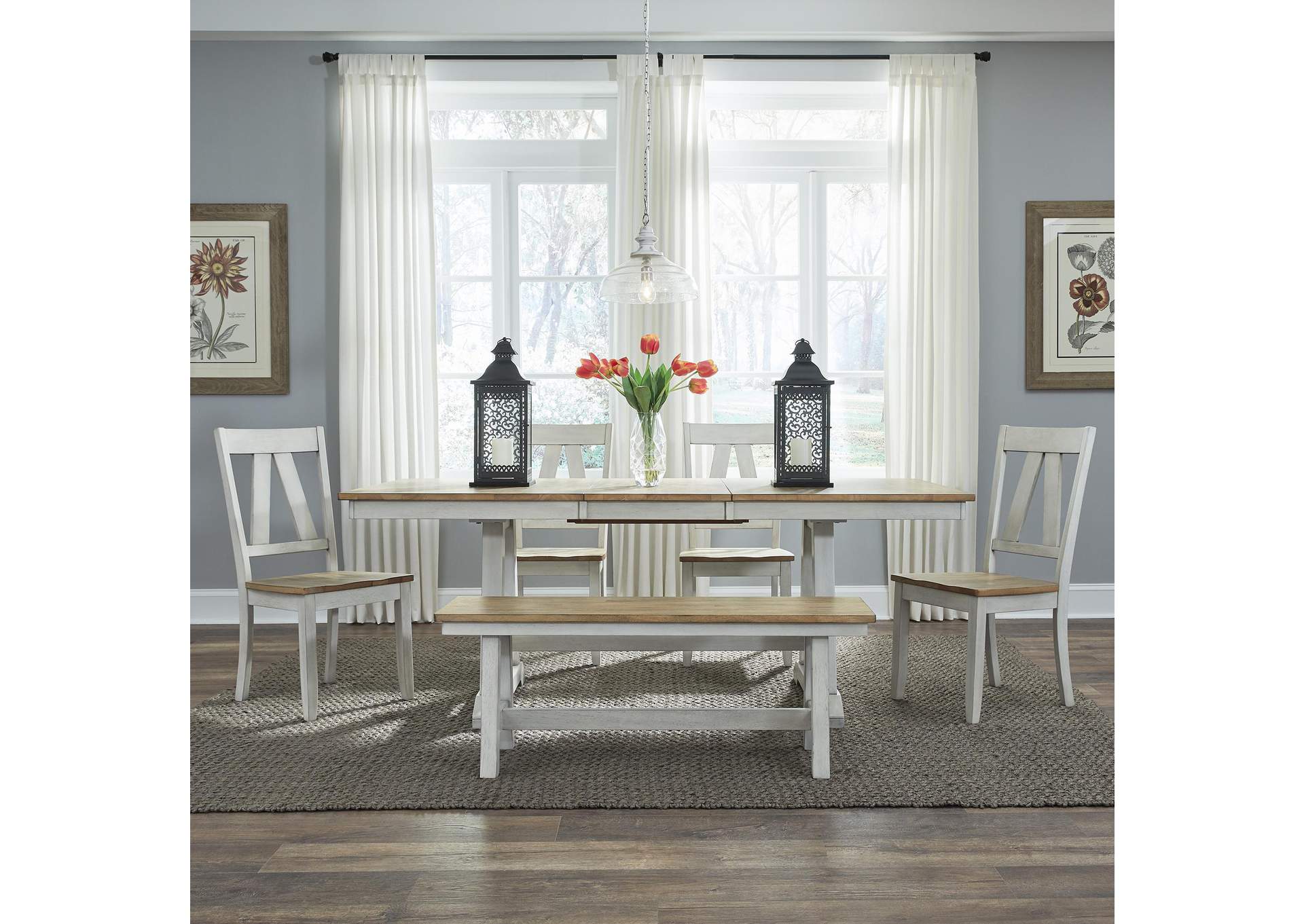 Lindsey Farm 6 Piece Trestle Table Set,Liberty