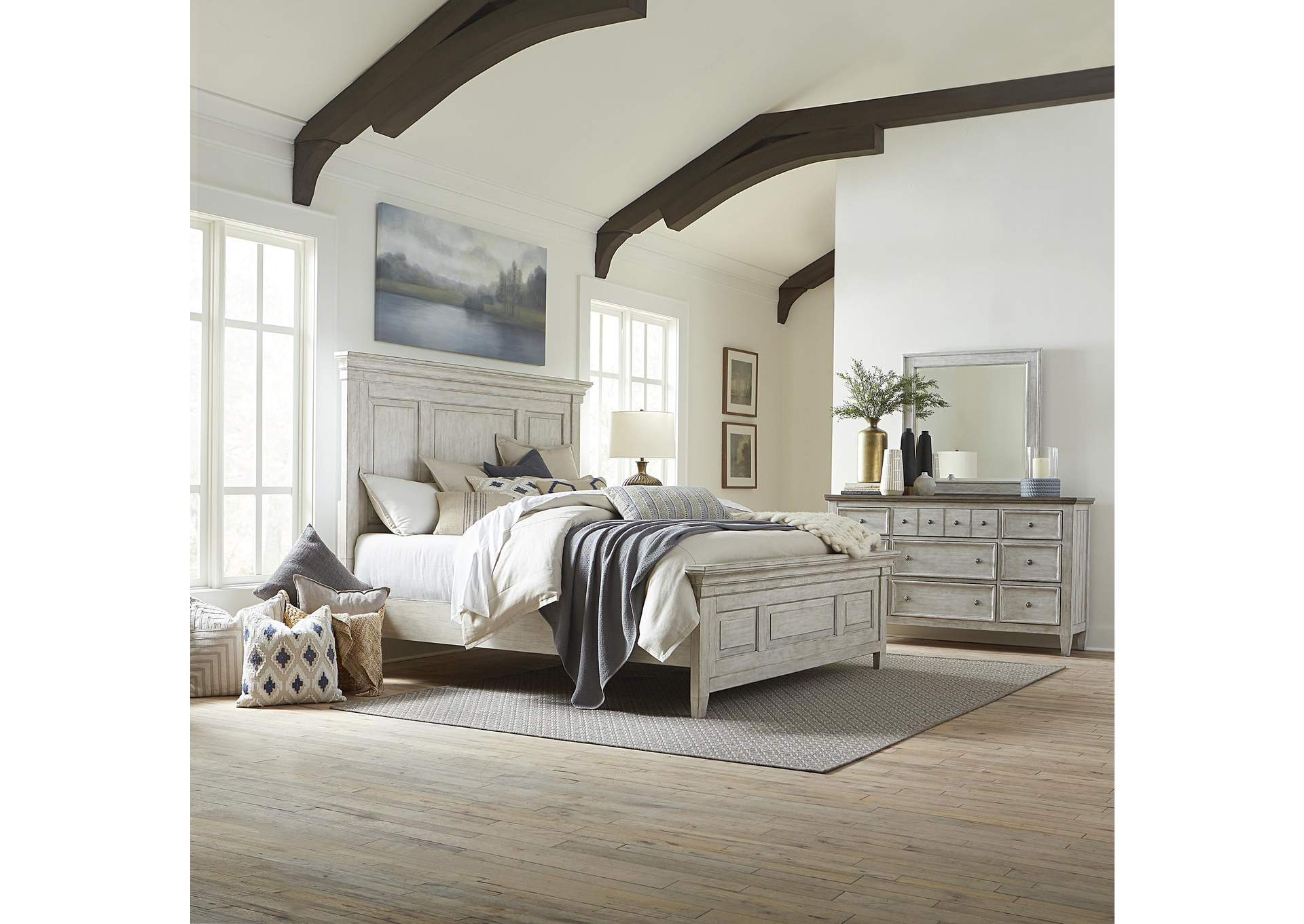 Heartland California King Panel Bed, Dresser & Mirror,Liberty