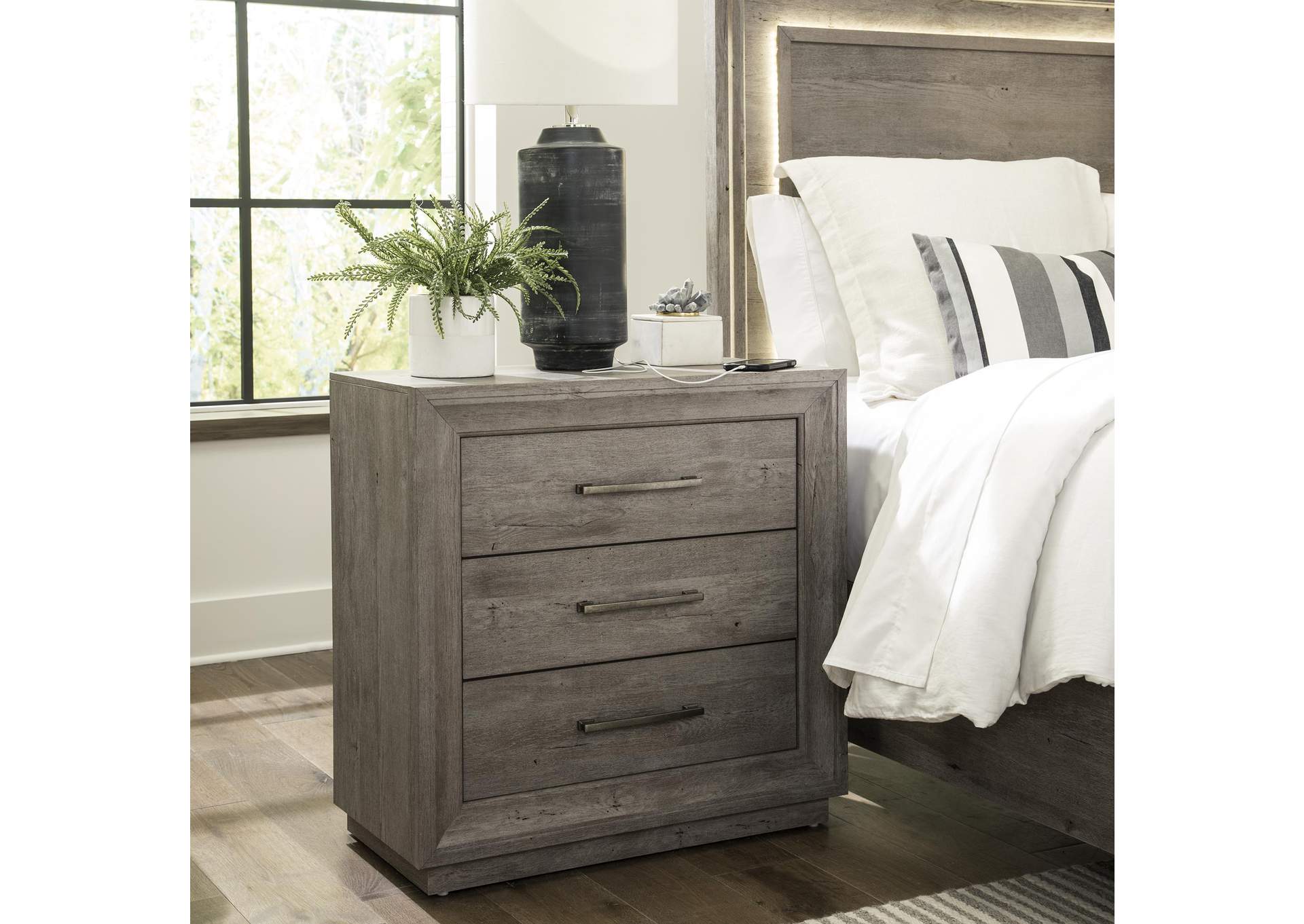 Horizons Bedside Chest with Charging Station,Liberty