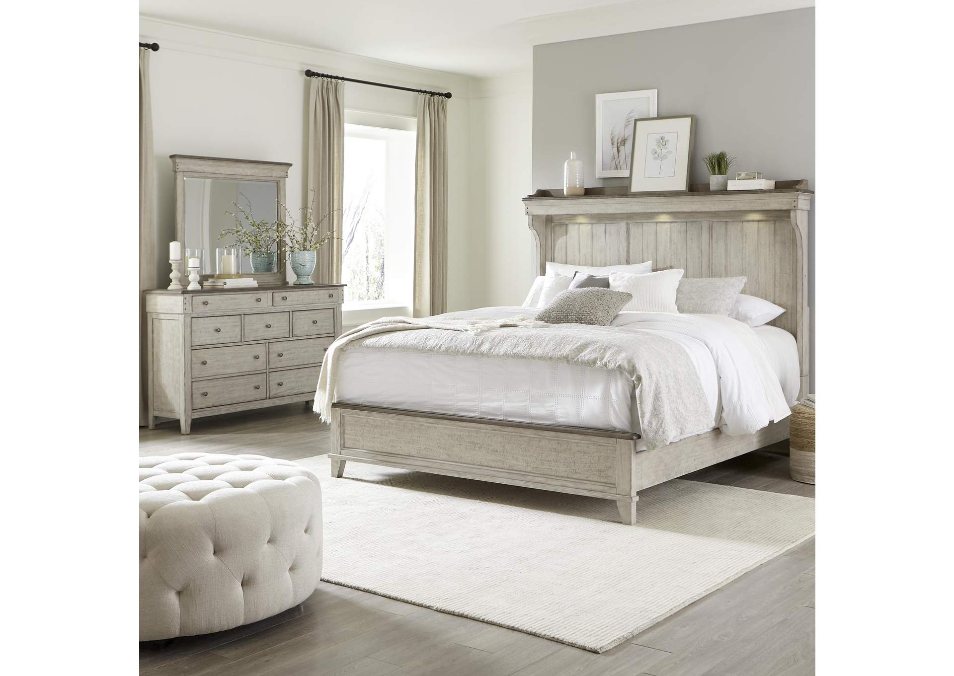 Ivy Hollow King Mantle Bed, Dresser & Mirror,Liberty