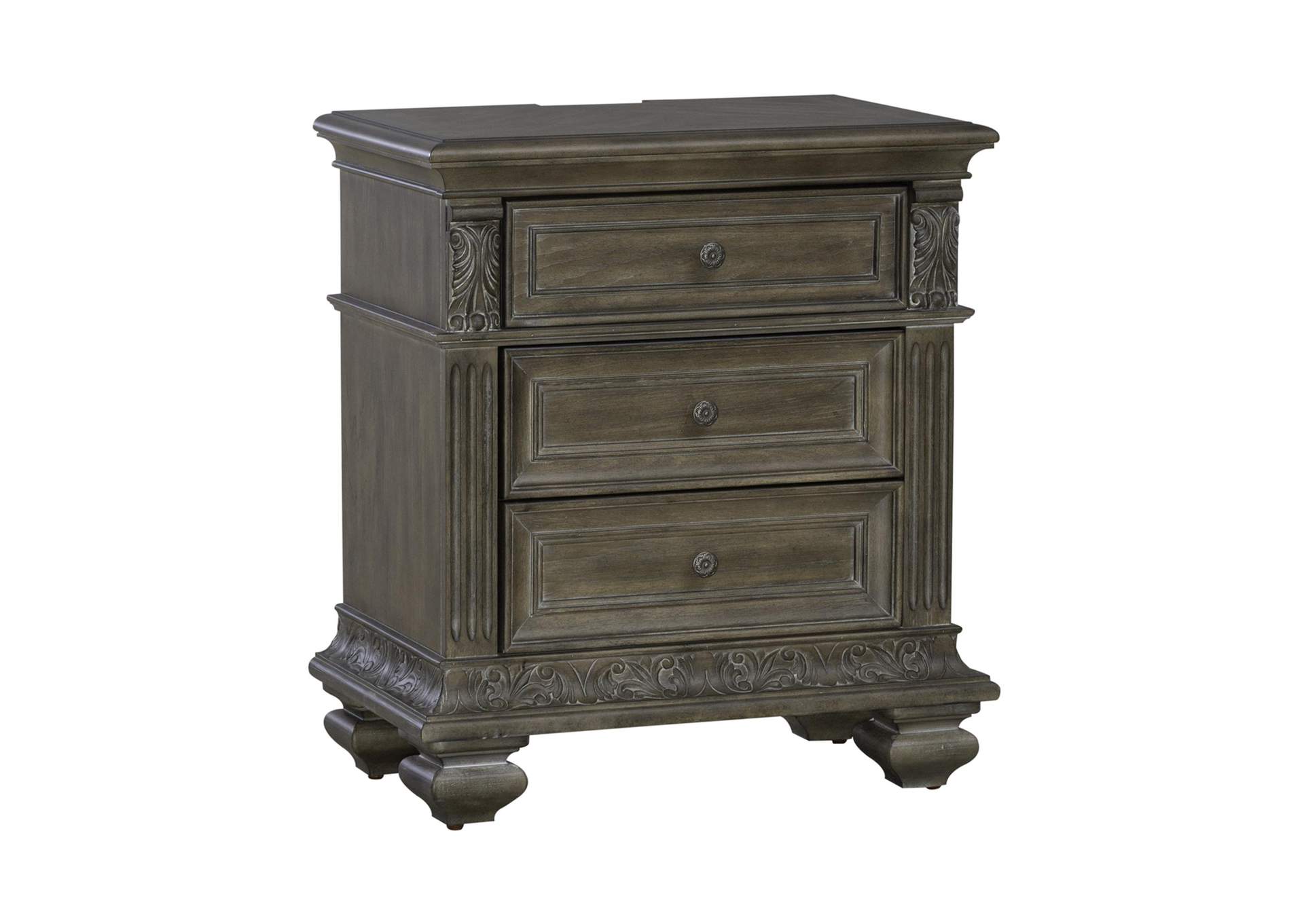 Carlisle Court 3 Drawer Nightstand with Charging Station,Liberty