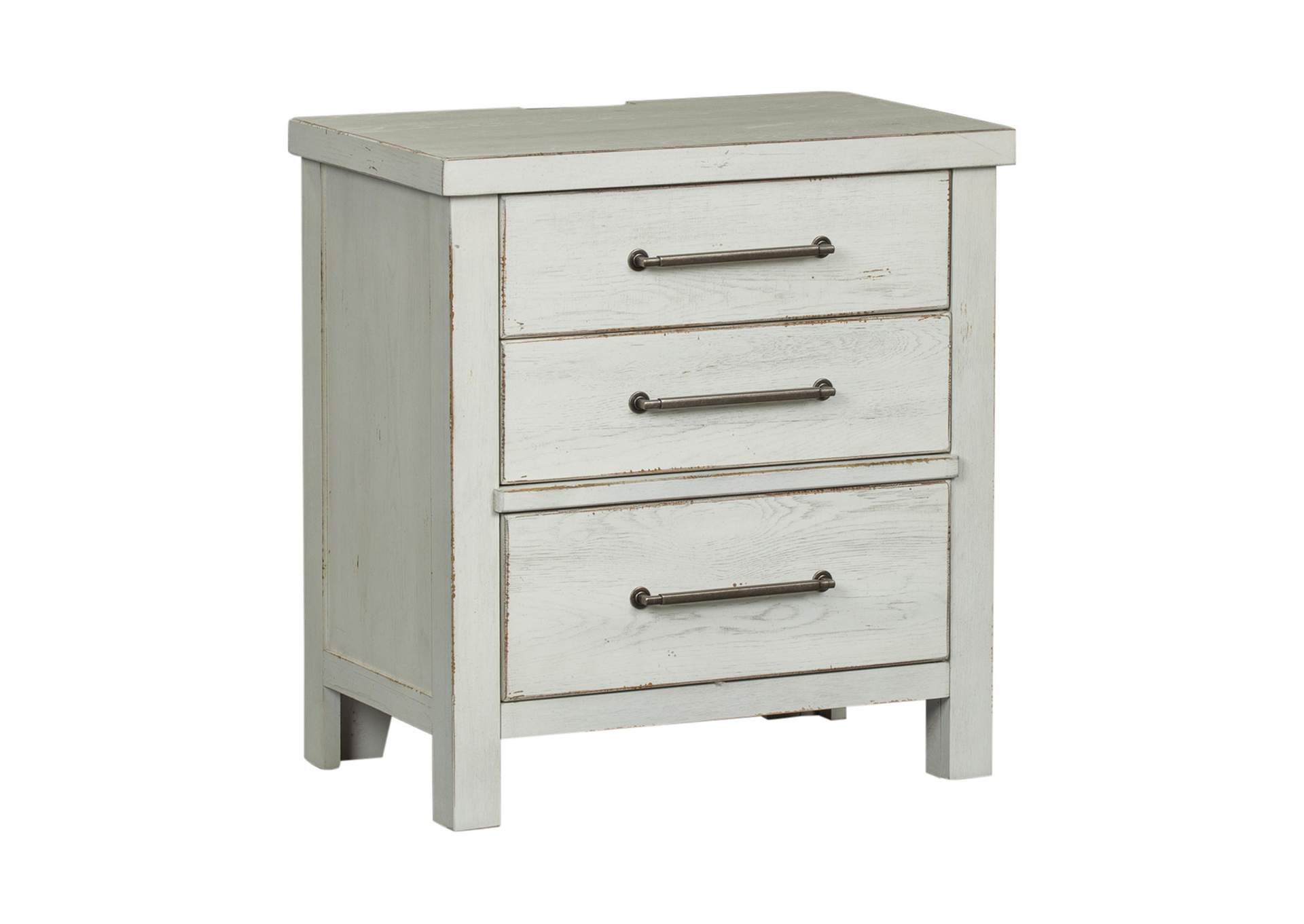 Modern Farmhouse 3 Drawer Nightstand,Liberty