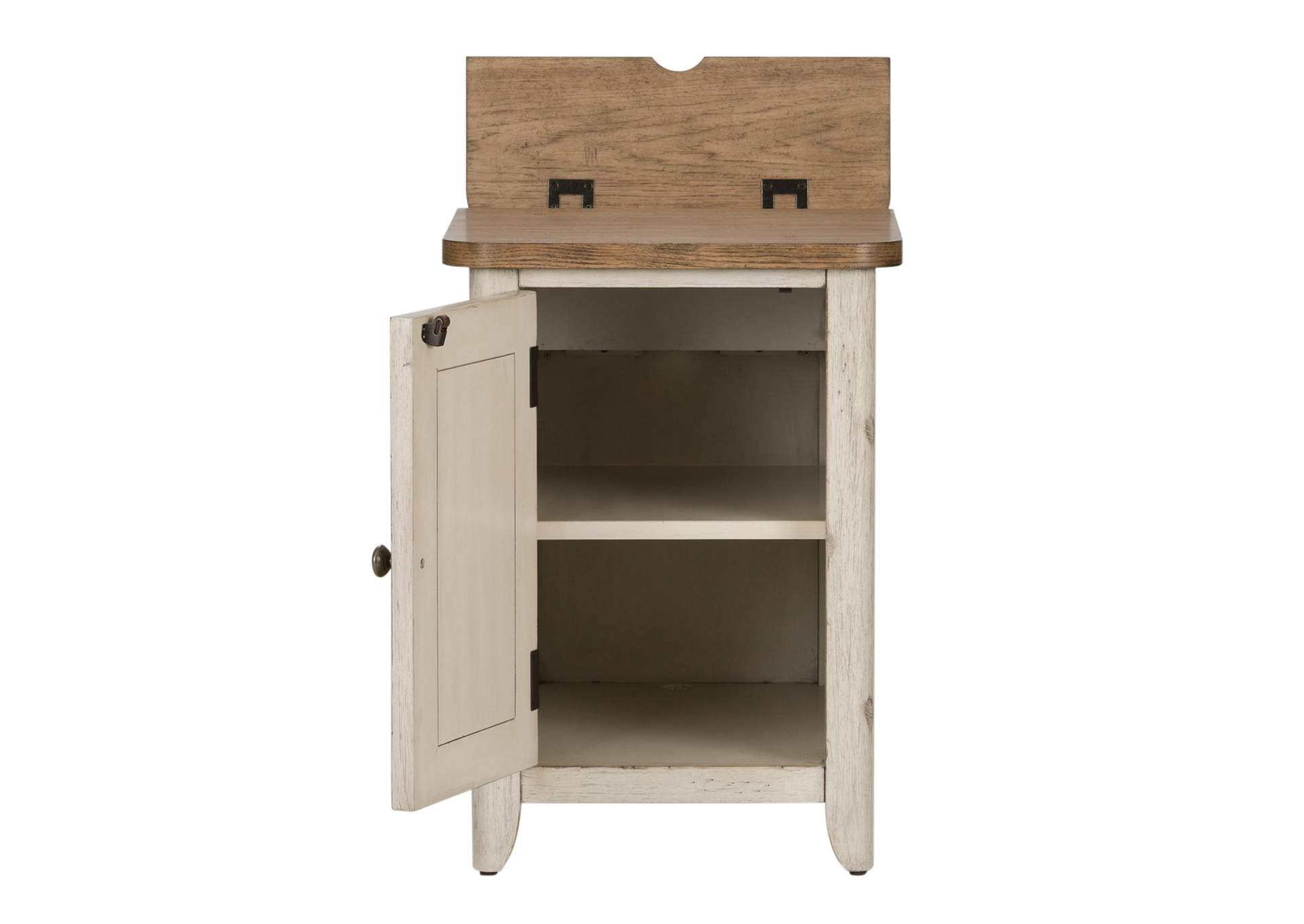 Farmhouse Reimagined Door Chair Side Table with Charging Station,Liberty