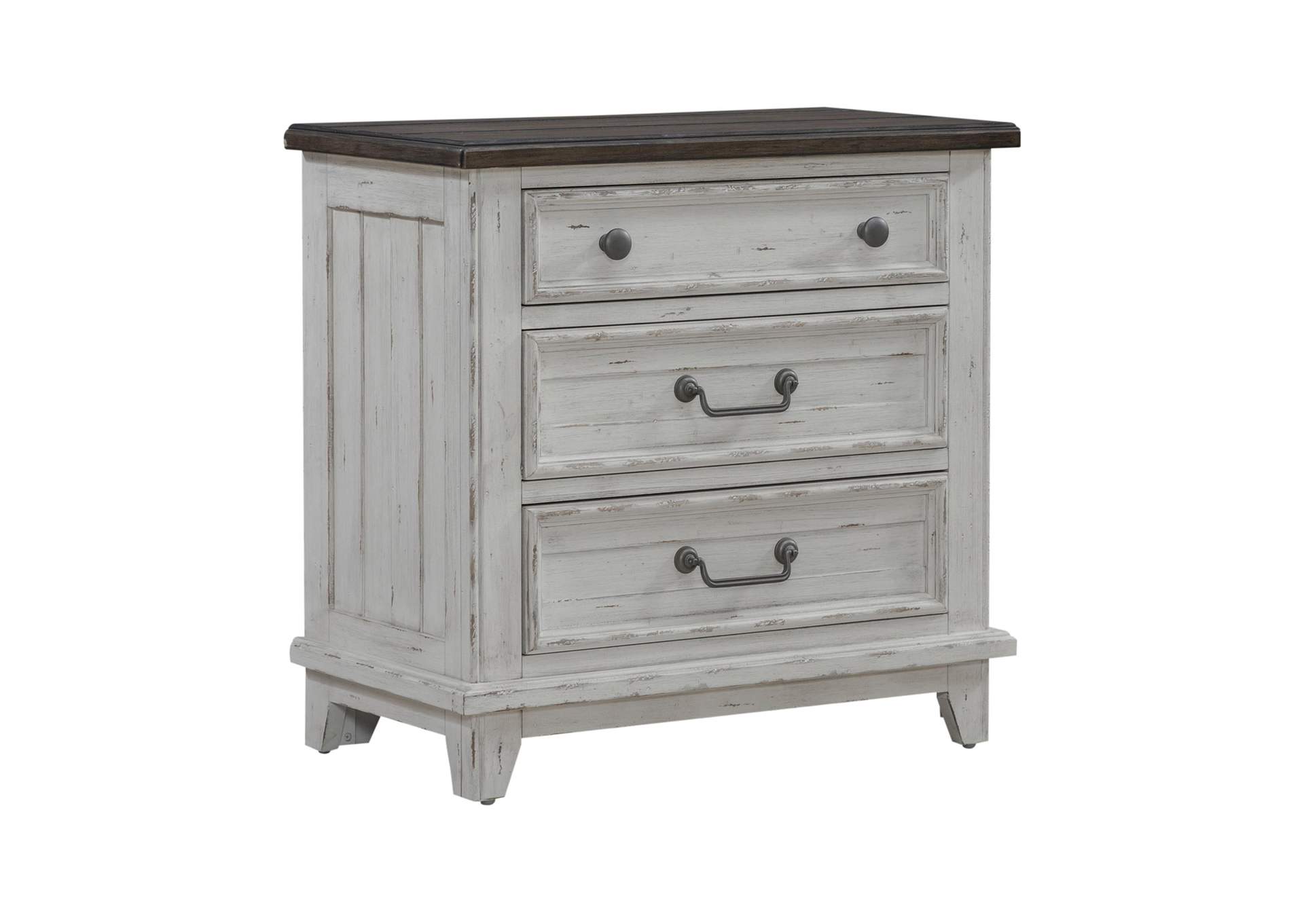 River Place 3 Drawer Nightstand with Charging Station,Liberty