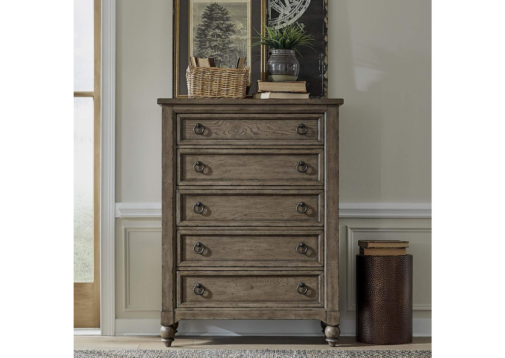 Americana Farmhouse 5 Drawer Chest,Liberty