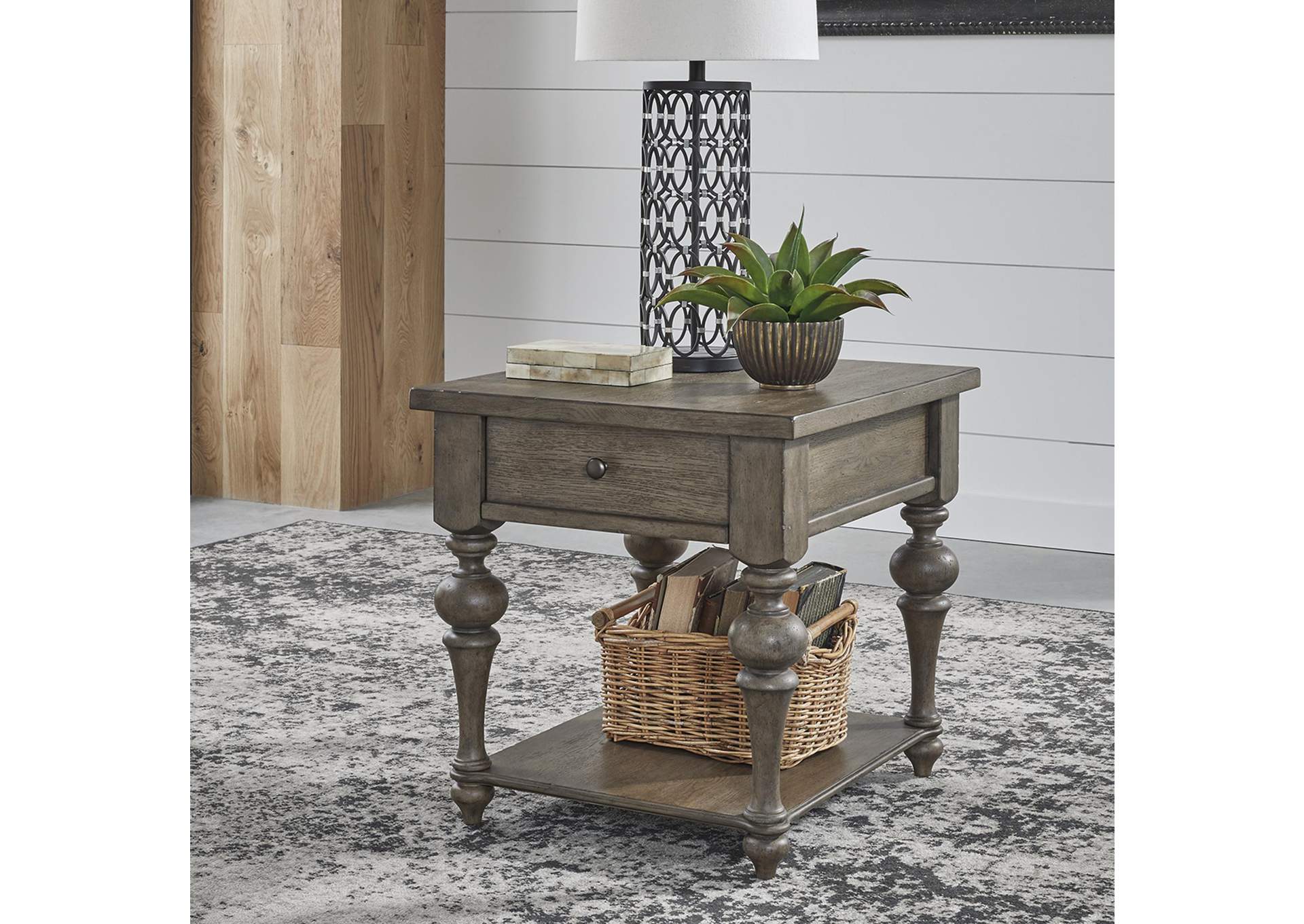 Americana Farmhouse Drawer End Table,Liberty