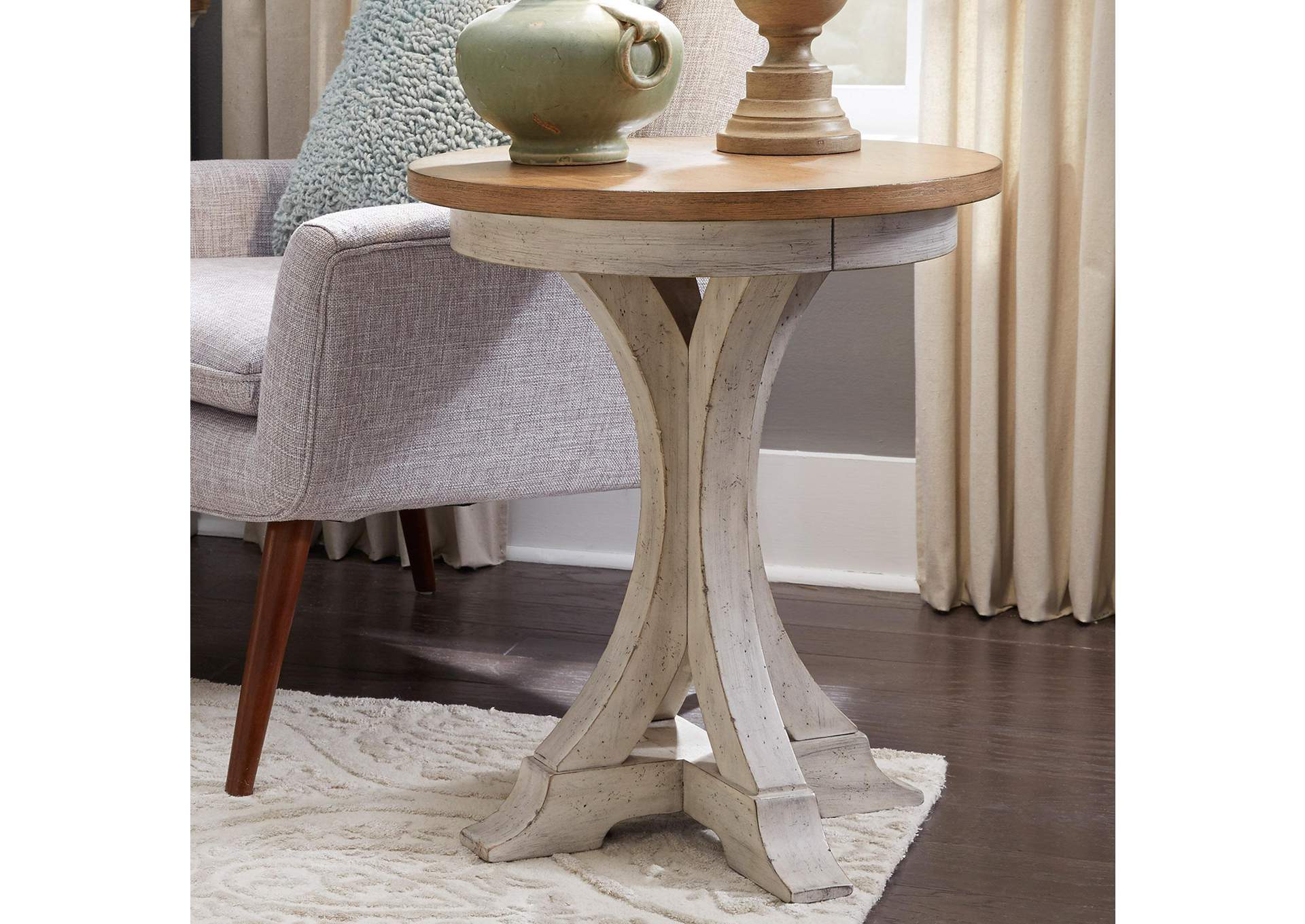 Farmhouse Reimagined Round Chair Side Table,Liberty