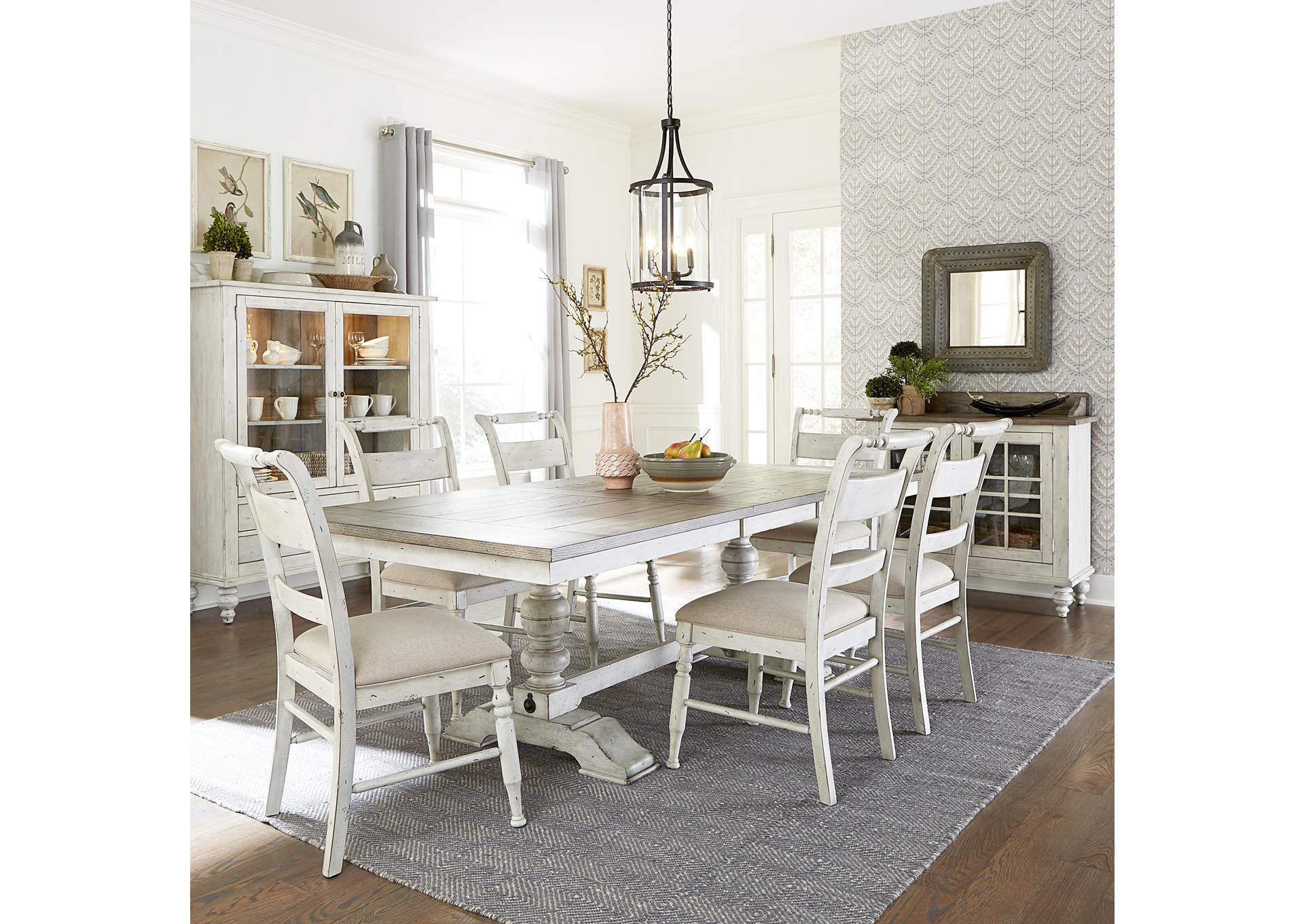 Whitney 7 Piece Trestle Table Set,Liberty