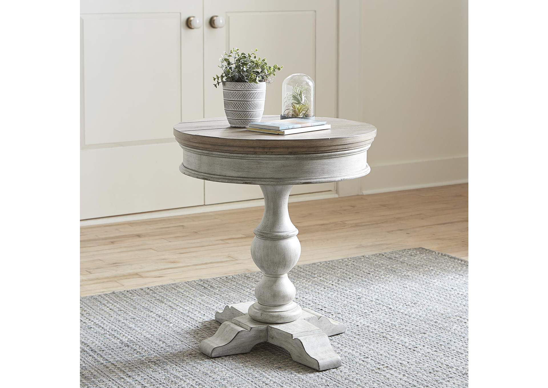 Heartland Round Pedestal Chair Side Table,Liberty