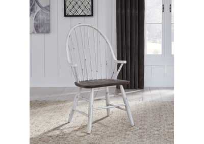 Image for Farmhouse Two Tone White Windsor Back Arm Chair