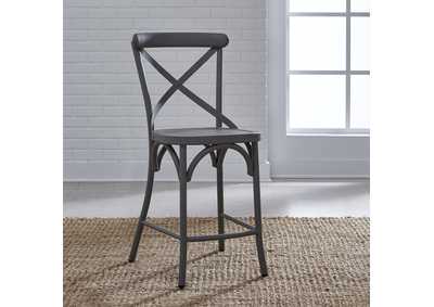 Image for Vintage Series Distressed X Back Counter Chair - Grey