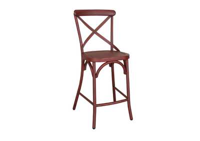Image for Vintage Series Distressed X Back Counter Chair - Red