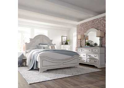 Image for Magnolia Manor Antique White California King Panel Bed, Dresser & Mirror, Chest