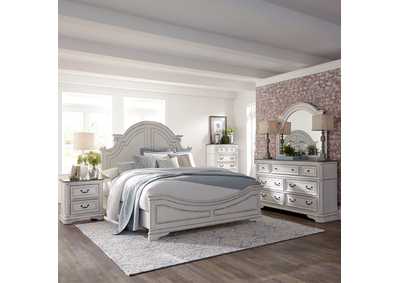 Image for Magnolia Manor Antique White California King Panel Bed, Dresser & Mirror, Chest, Nightstand