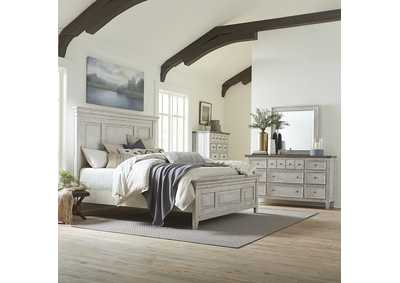 Image for Heartland Antique White California King Panel Bed, Dresser & Mirror, Chest