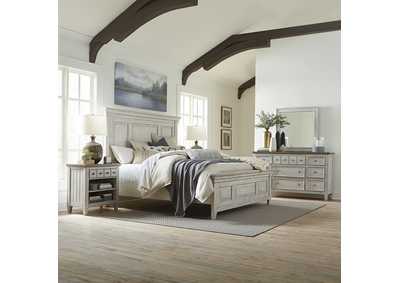 Image for Heartland Antique White California King Panel Bed, Dresser & Mirror, Nightstand