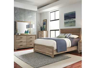 Sun Valley California King Upholstered Bed, Dresser & Mirror, Chest