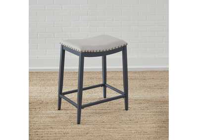 Image for Vintage Series Backless Upholstered Counter Chair - Navy