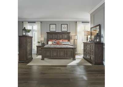 Image for Big Valley California King Panel Bed, Dresser & Mirror, Chest, Nightstand