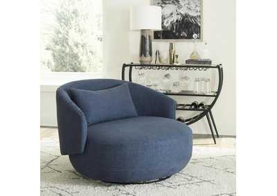 Image for Haley Upholstered Swivel Cuddler Chair - Midnight