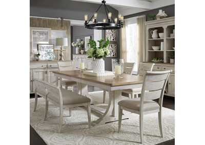 Image for Farmhouse Reimagined Opt 6 Piece Trestle Table Set