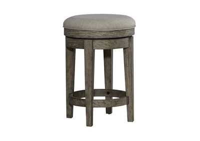 City Scape Upholstered Swivel Console Stool