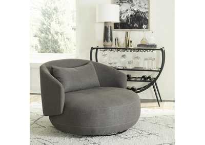 Image for Haley Upholstered Swivel Cuddler Chair - Charcoal