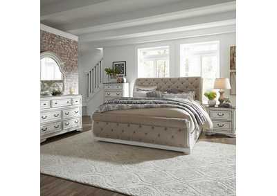 Image for Magnolia Manor Queen Upholstered Sleigh Bed, Dresser & Mirror, Chest, Nightstand