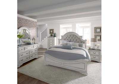 Image for Magnolia Manor King Upholstered Bed, Dresser & Mirror, Chest, Nightstand