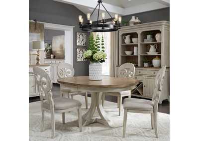 Image for Farmhouse Reimagined 5 Piece Pedestal Table Set