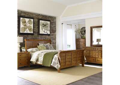 Grandpas Cabin Queen Sleigh Bed, Dresser & Mirror, Chest, Nightstand