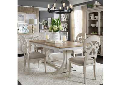 Image for Farmhouse Reimagined 5 Piece Trestle Table Set