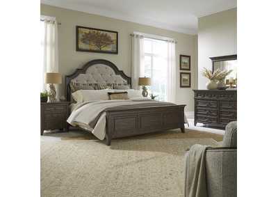 Image for Paradise Valley Queen Upholstered Bed, Dresser & Mirror, Nightstand