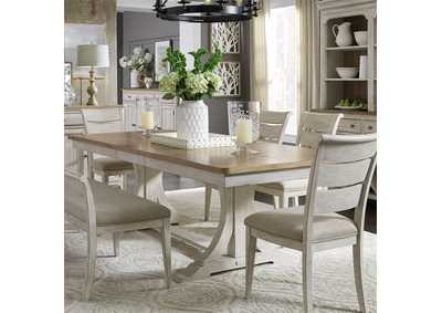 Farmhouse Reimagined White/Brown Rectangular Extension Leaf Dining Table