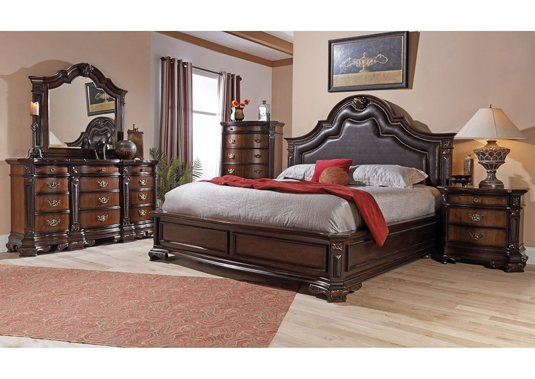 Baleigh Cherry Queen Upholstered Bed,Lifestyle