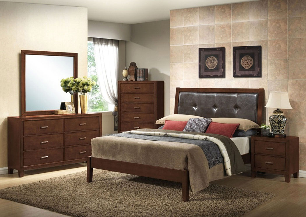 Murry Walnut Twin Upholstered Upholstered Bed,Lifestyle