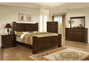 Perry Merlot Queen Poster Bed w/ Dresser and Mirror