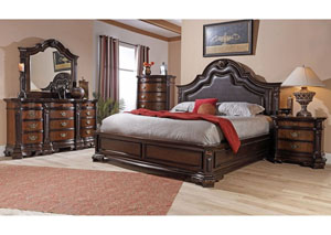 Baleigh Cherry Queen Upholstered Bed