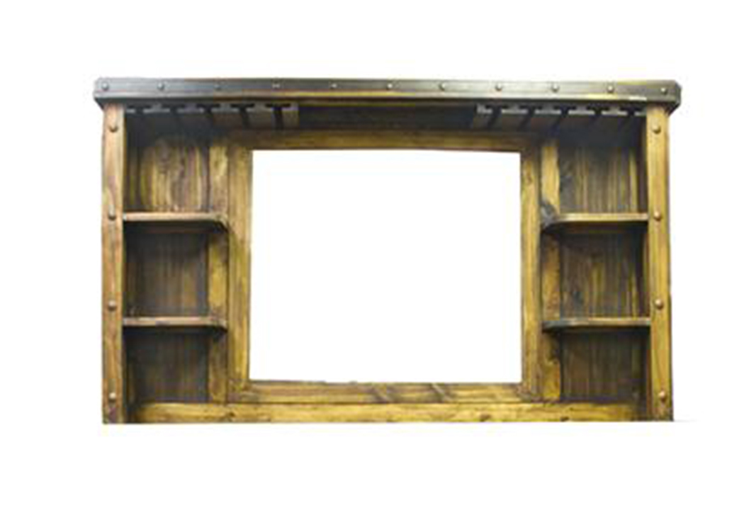 Laguna Bar Display Cabinet Top w/Mirror,L.M.T. Rustic